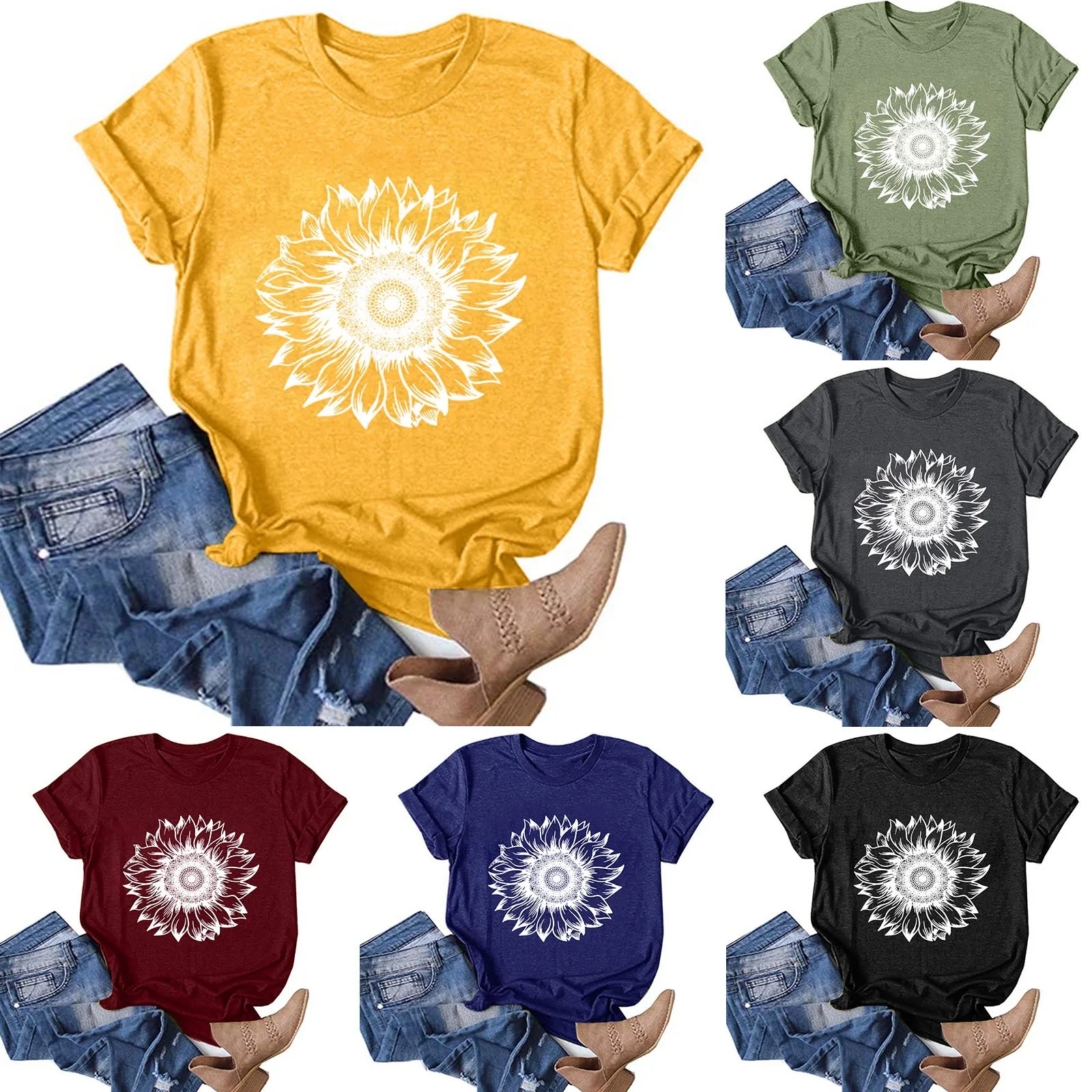 

Женские летние топы, Женская Повседневная Свободная футболка с коротким рукавом и круглым вырезом, блузка, топы и рубашка, Женский комплект