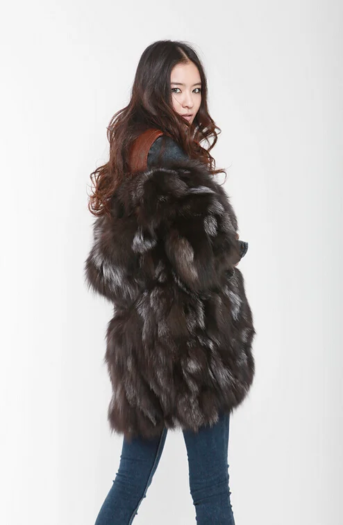 genuine real natural New fox fur coat women fashion 3/4 sleeve warm winter waistcoats custom any size