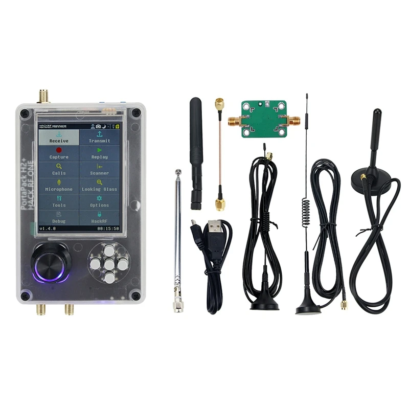 

1MHz-6GHz SDR Radio Receiver Assemble for HackRF One + Portapack H2 with 3.2inch TFT Screen Antennas