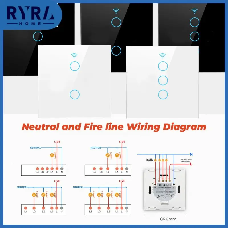 

Tempered Glass Tuya Wifi Wall Light Switch Remote Control Wifi Wall Button Two Wiring Methods Smart Switch For Alexa Google Home