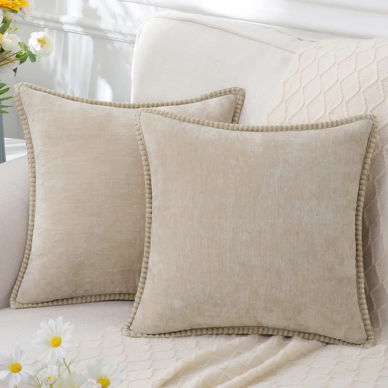 

Синие чехлы для подушек из шенилла AMABZT01