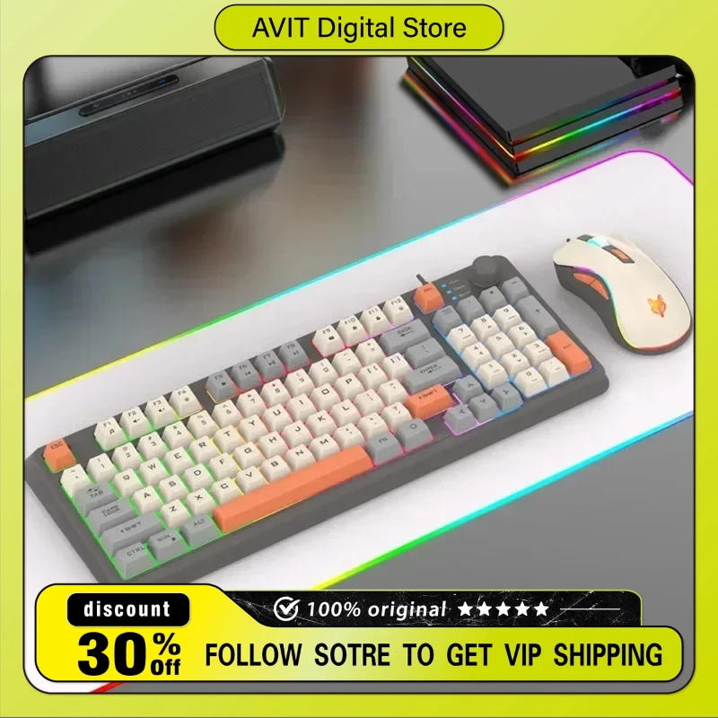 Оригинальная проводная клавиатура XUNFOX K82 RGB Light E-sport игровая и мышь набор