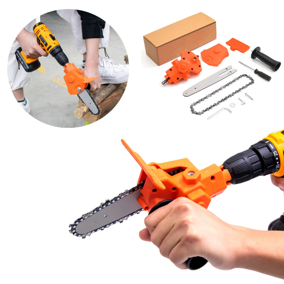 

6-дюймовый адаптер для бензопилы, электрическая дрель, Модифицированная в электрическую бензопилу, «сделай сам», преобразователь, адаптер, деревообрабатывающий режущий электроинструмент