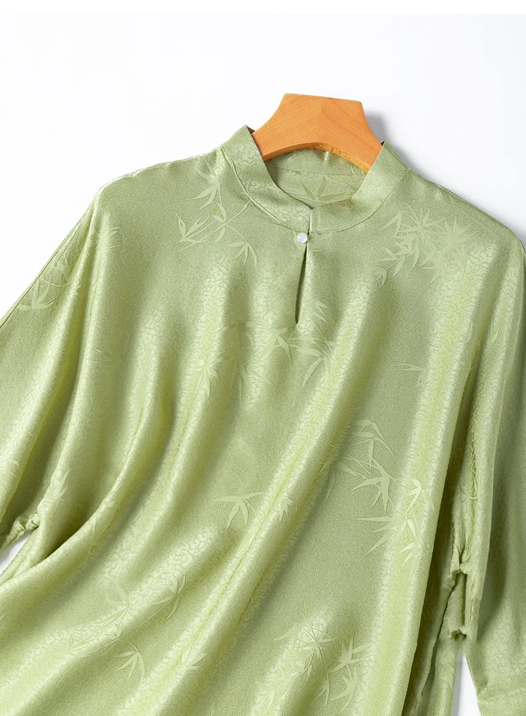 Элегантная футболка BirdTree из 100% натурального шелка женская блузка с рукавом