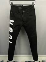 black new style dsquared2 menswomens jeans fashionslim micro elastic dark paint distressed pants 9858
