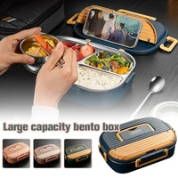 4 grid stainless steel bento box for school kids office worker microwae heating lunch food insulation container lunch box