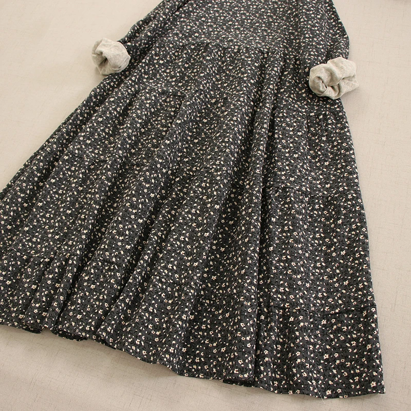 Женское Хлопковое платье с цветочным принтом винтажное миди в японском стиле