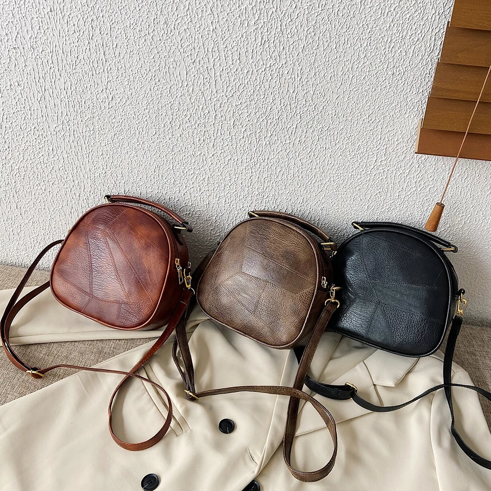 

Vintage Ladies Crossbody Bag Stylish Solid Color PU Leather Female Small Single Shoulder Handbags for Phone Purse