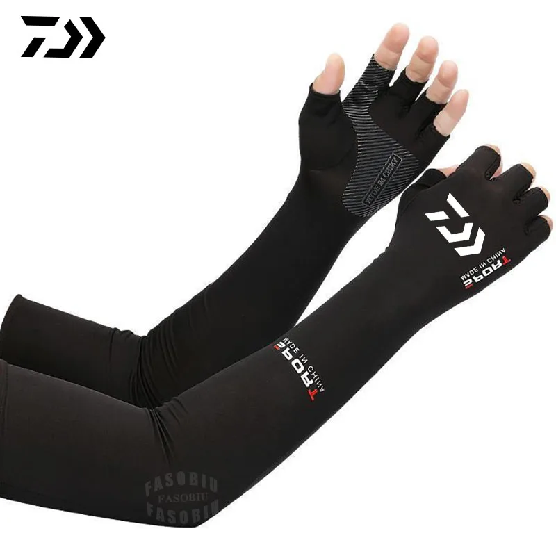 

Summer Ice Silk Two-Finger Fishing Sleeves Arm Cover Sunscreen Men's Women Outdoor Sports Cycling Camping Soft Sleeves