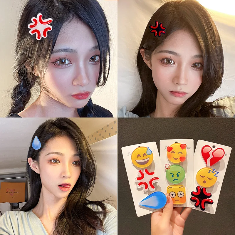 

Soybean Big Drops Sweat Hair Clip Speechless Drops Water Side Clip Cold Sweat Weird Creative Hair Card Jewelry Hair Accessories