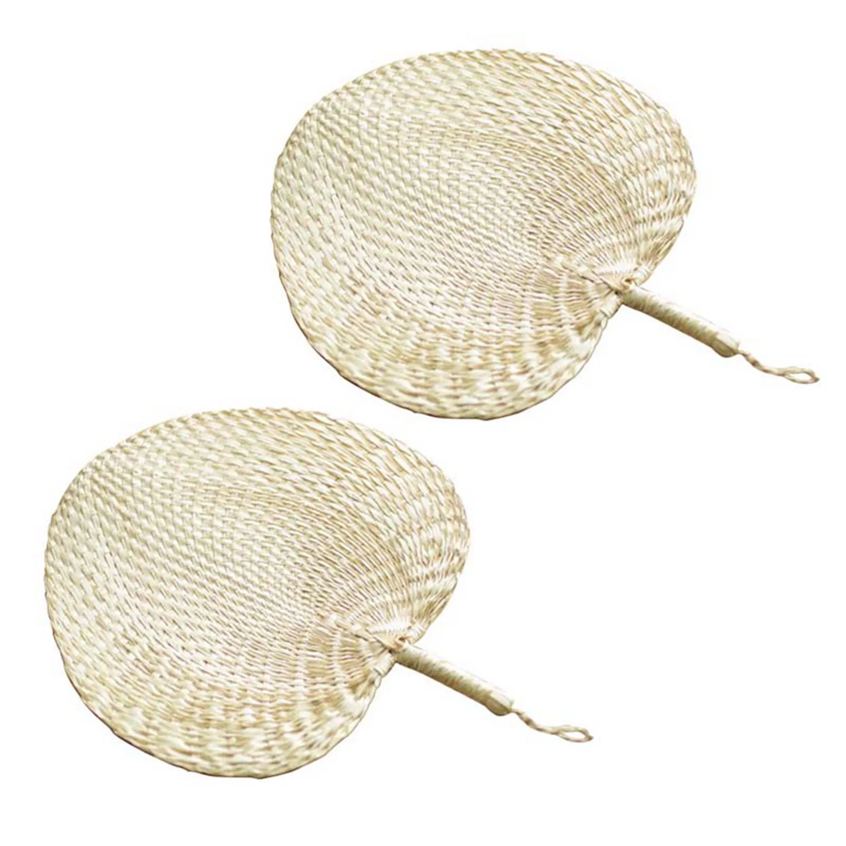 

2X Mosquito Repellent Fan Summer Manual Straw Hand Fans Palm Leaf