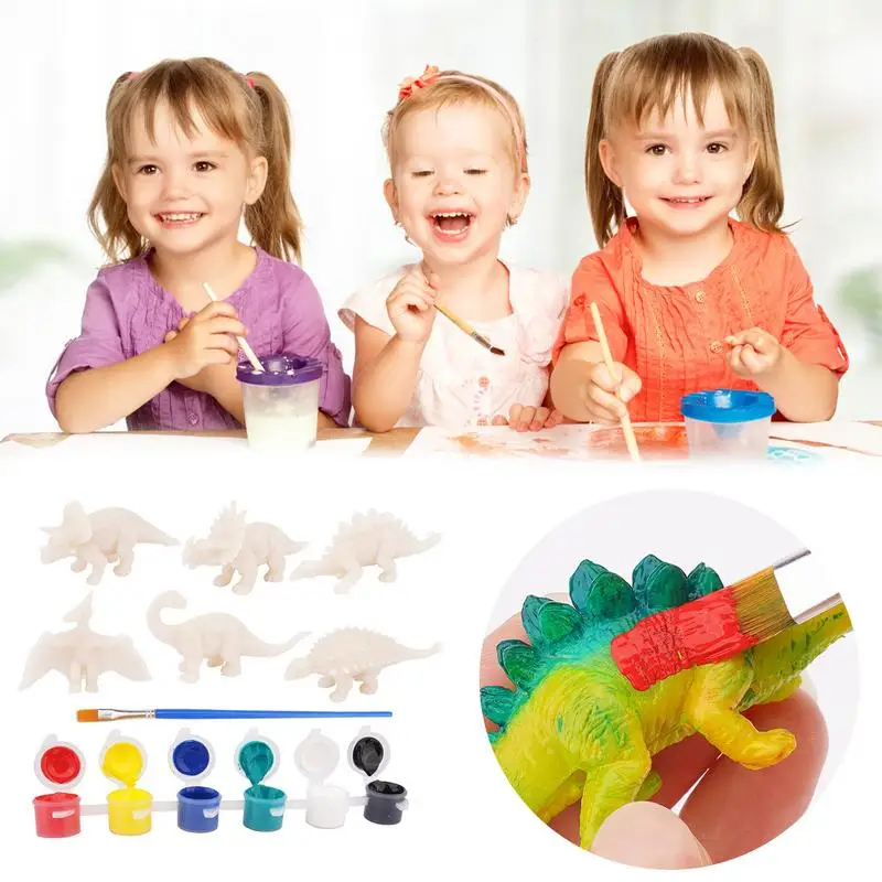 Набор игрушек 3D картины с изображением динозавров, безопасные и нетоксичные акварельные искусства, миры Юрского периода, самодельные Статуи Динозавров ручной работы для детей