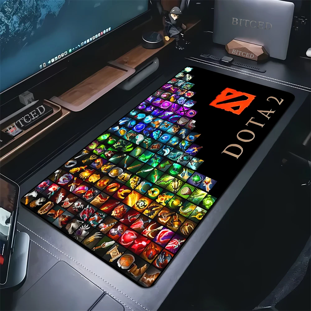 Фото Коврик для мыши с логотипом DOTA2, большой игровой коврик для мыши, водонепроницаемый настольный коврик, мягкая тканевая поверхность, нескользящая резиновая основа для аниме-игр №5