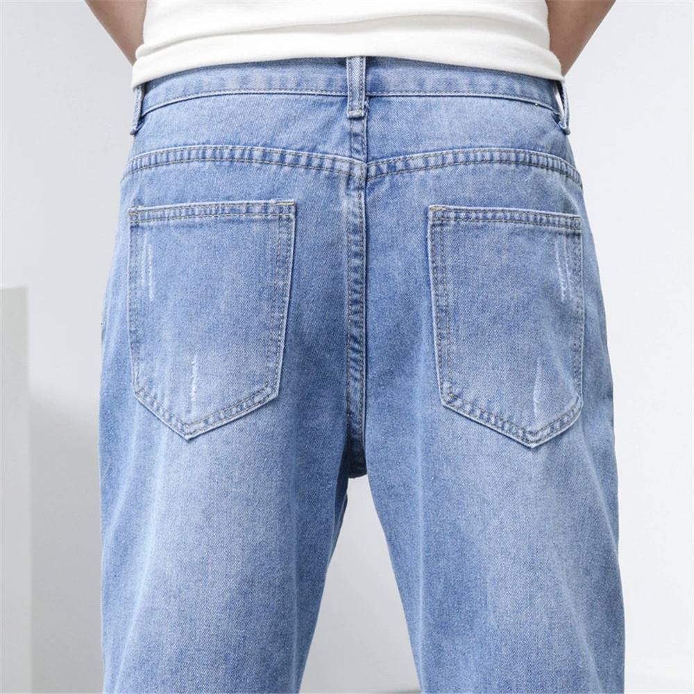 Jeans Men 2022 Pants Casual Cotton Denim Trousers Multi Pocket Cargo Jeans Men New Fashion Denim Pencil Pants Side Pockets Cargo