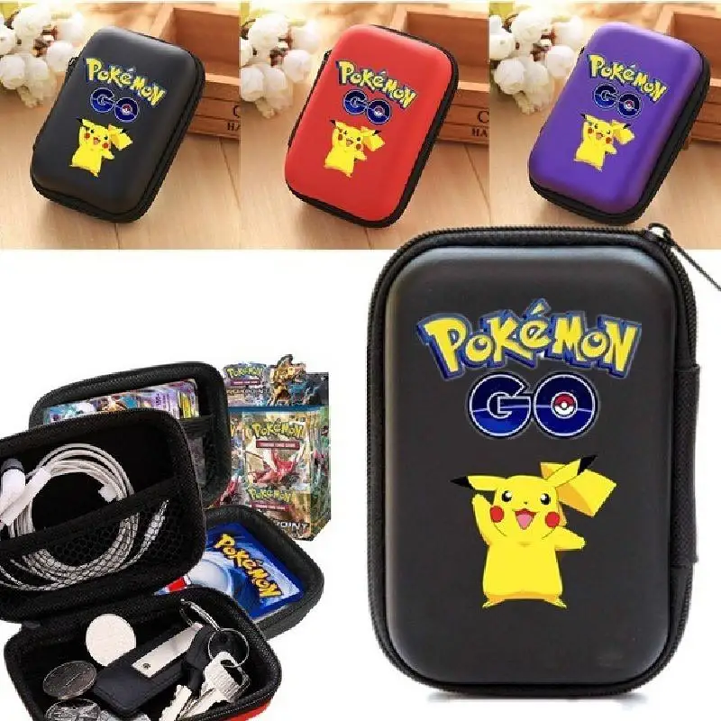 

2022 Pokemon Pikachu Game Cards 50 Capacity Tcg Card Storage Bag Hard Case Card Holder Book Holder Earphone Storage Box Toy Gift