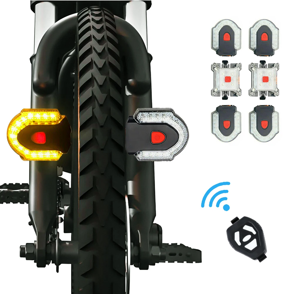 2022 Update Bicycle Turn Signal Light Motorcycle Scooter Front Rear Light Smart Wireless Remote Control Warning LED Tail Light