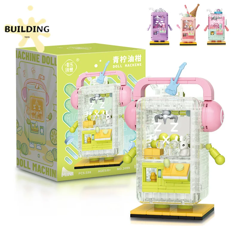 

Creative Doll Machine Mini Building Blocks Bricks Set Claw Catch Toy Machines Children Interactive Toys for Kids Birthday Gift