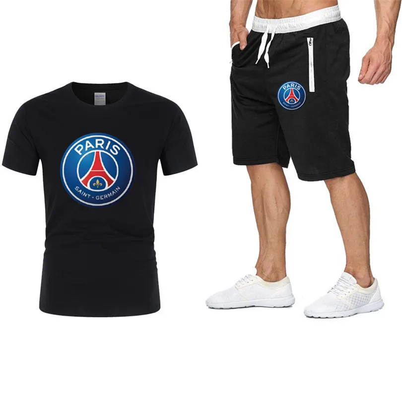 

Fashion new summer printing short sleeve T-shirt + shorts zipper pockets for men and women casual sport suits