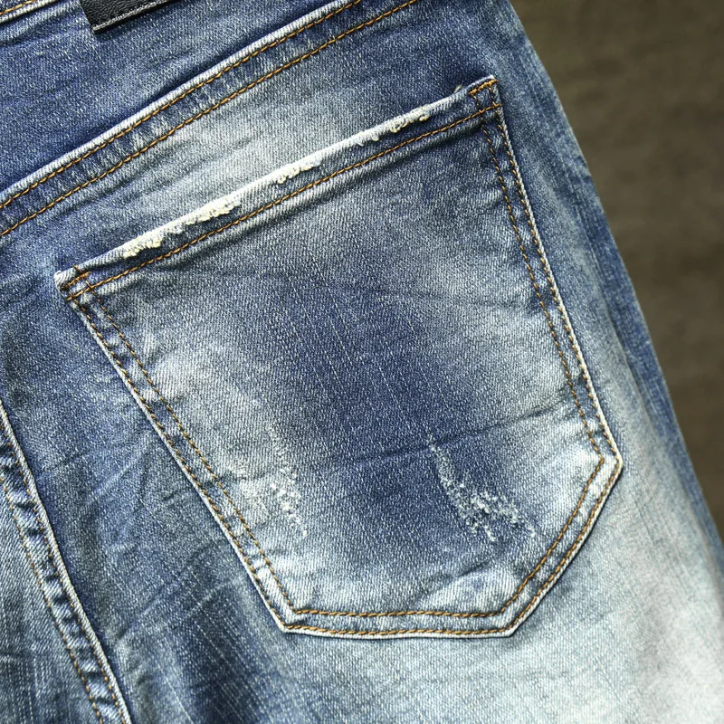 Men's Jeans Retro Slim Fit Denim Pants Bicycle Stretch High Quality Men's Straight Tube Casual Designer Brand Street Apparel