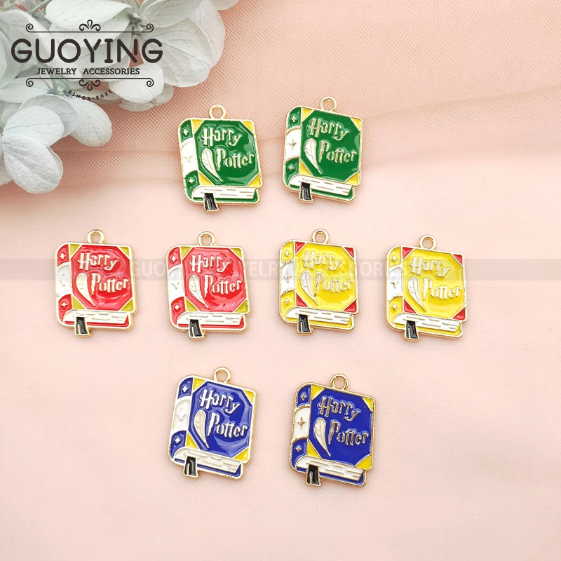 

10pcs Alloy Drip Pendant Classic Magic Academy Book Pendant DIY Keychain Necklace Jewelry Accessories Earring Charms