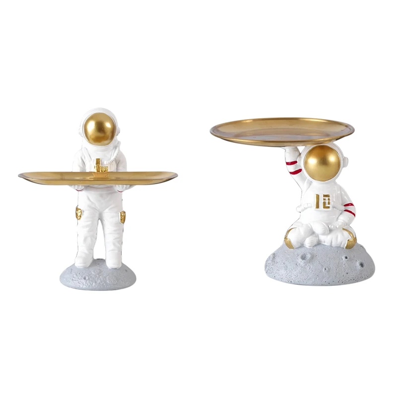 

Astronaut Statue Tray Key Storage Figurine Sculpture Porch Storage Tray Figurine For Home Decor Ornament