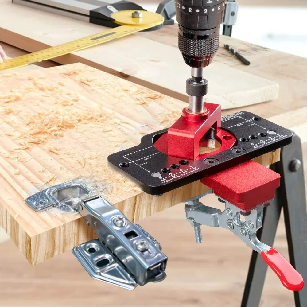 

Направляющая для сверления отверстий в дерево, локатор, 35 мм, расточный приспособление для петель с приспособлением, алюминиевый пластиковый шаблон для открывания отверстий, дверные шкафы