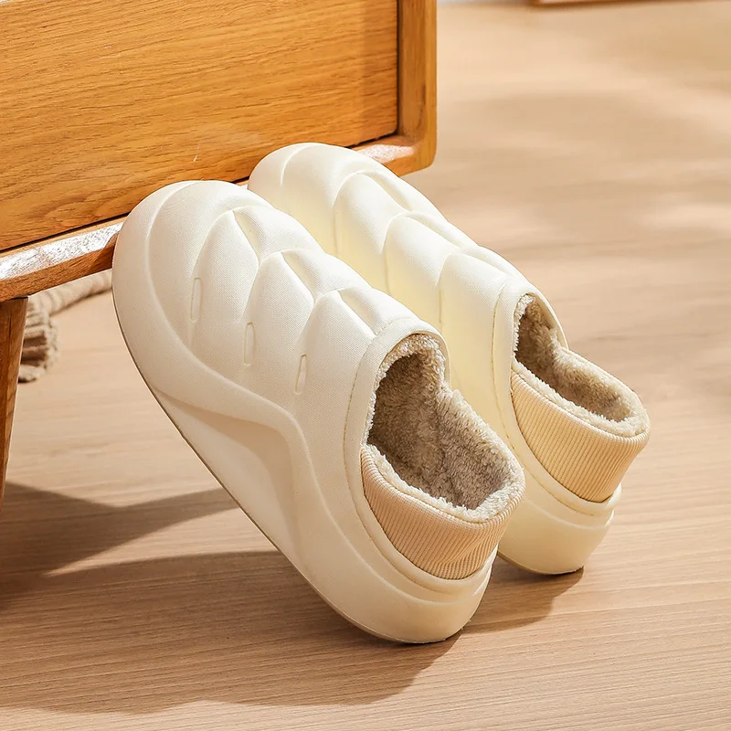 Fashion Waterproof Cotton Slippers Women Winter Home With Indoor Lovers Tear And Wash Wool Tow 2022 New Thick Cotton Tow Shoes