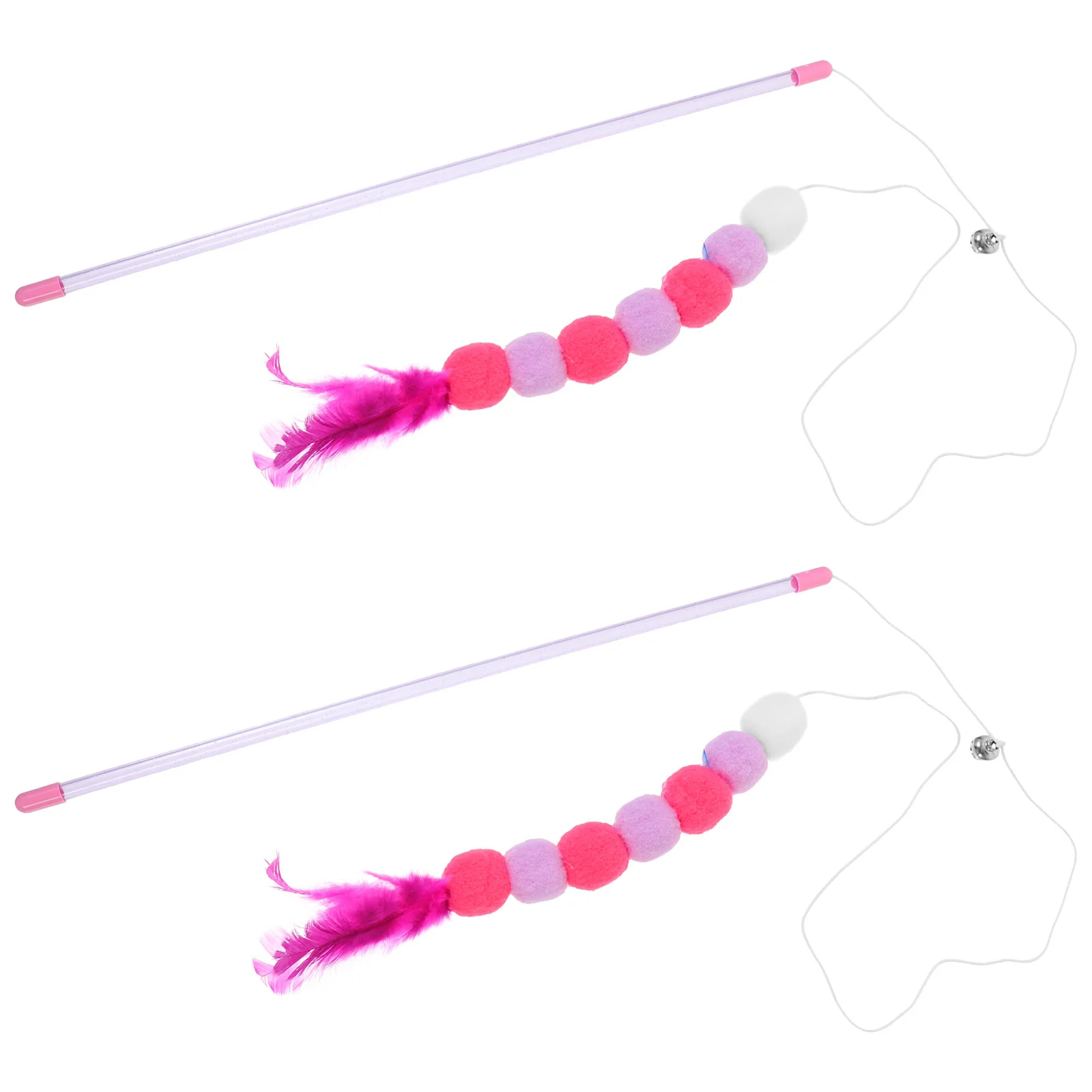 

4 Pcs Cat Funny Stick Toy Cute Self-play Teaser Stuffed Plush The Bell Kitten Toys Interactive