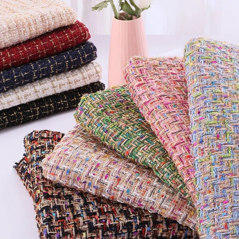 Твидовая ткань клетчатая полоска тканая шерстяная одежда сумка ручной работы