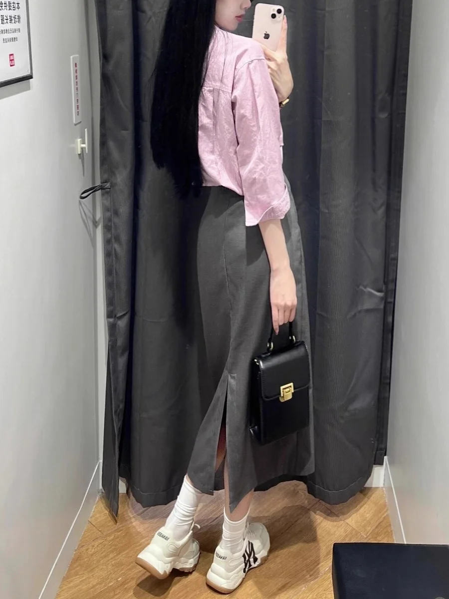 Корейская серия тонкие и удобные льняные рубашки с рукавами 3/4 летняя одежда