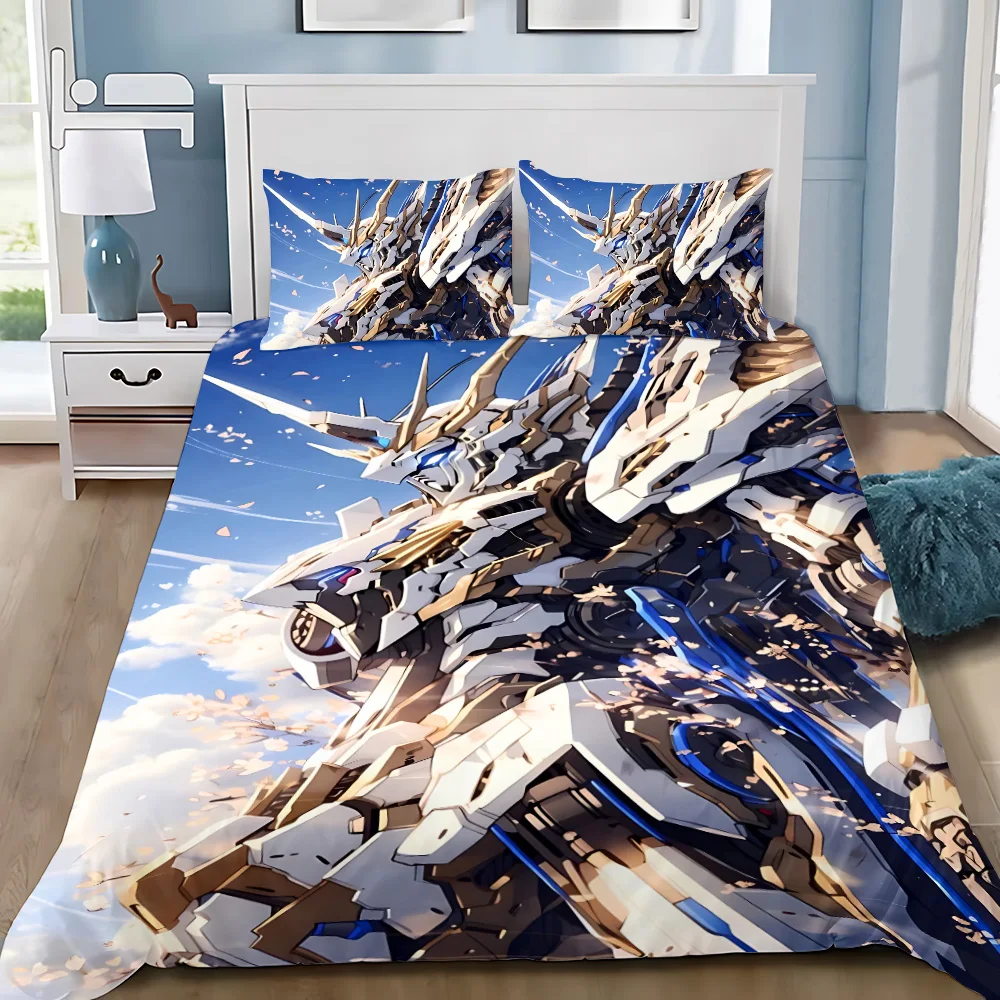 Duvet Cover Pillowcase Bedding Set Anime Mecha GundamS Adult Boy Girl Bedroom Decoration Children Gift Single Double Large Size