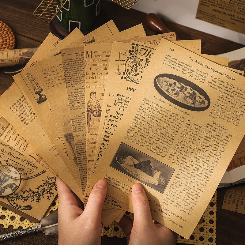 

10Pcs Fragments of Past Kraft Paper Junk Journal Planner Craft Paper Scrapbooking Vintage Decorative DIY Craft Memo Stationery