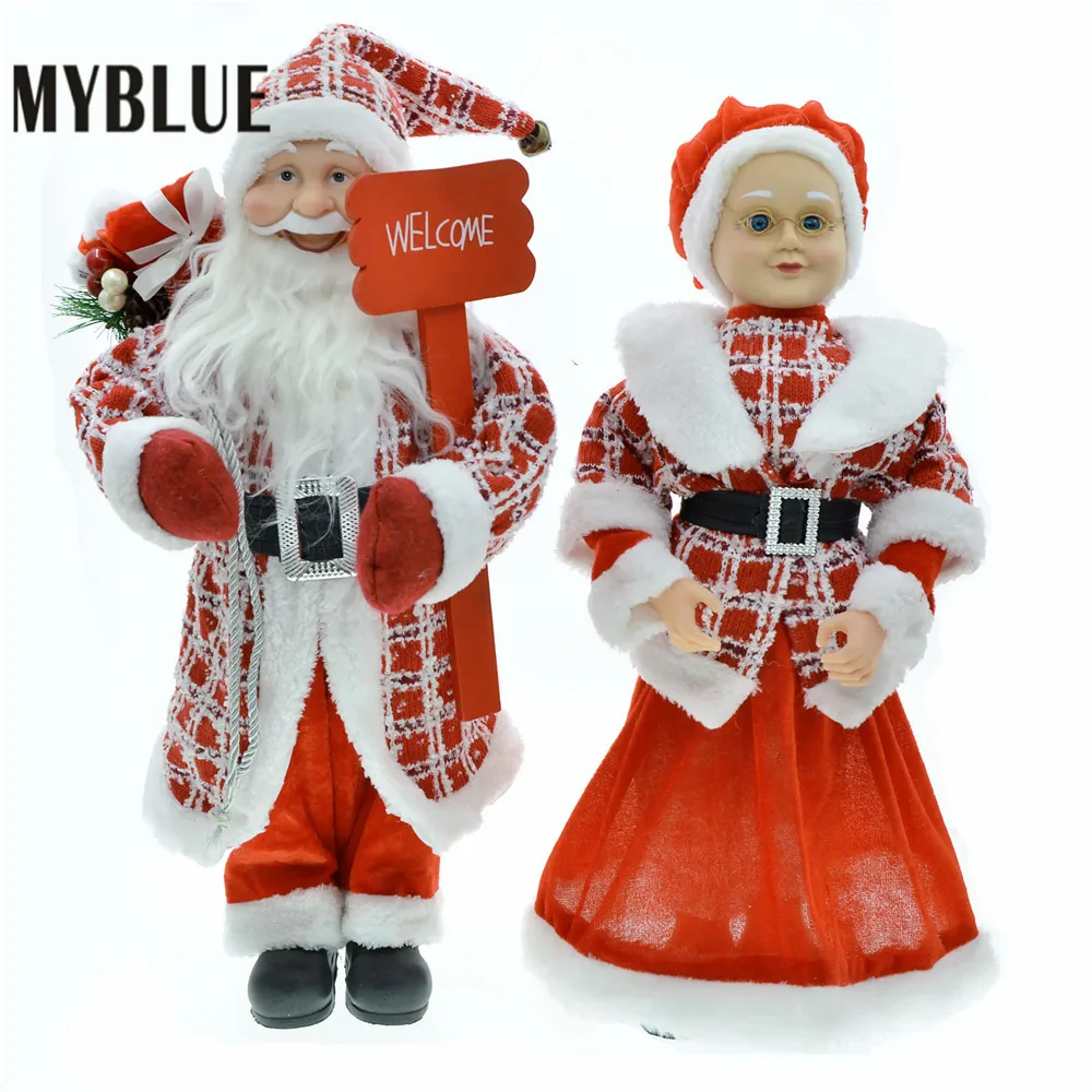 

2023 New Year Christmas Tree Ornaments 45cm Big Standing Santa Claus Figurine Gift Decoration for Home Navidad