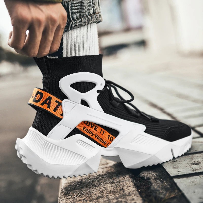 SENAGE Quality Sneakers Men's Socks Shoes Outdoor Sports Running Shoes Summer Mesh Breathable Leisure Elastic Light Flying Shoes