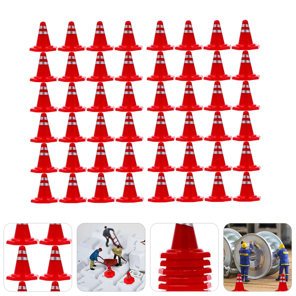 

60 Pcs Roadblock Sign Pretend Play Toys Traffic Cones Football Miniature Small Plastic Child