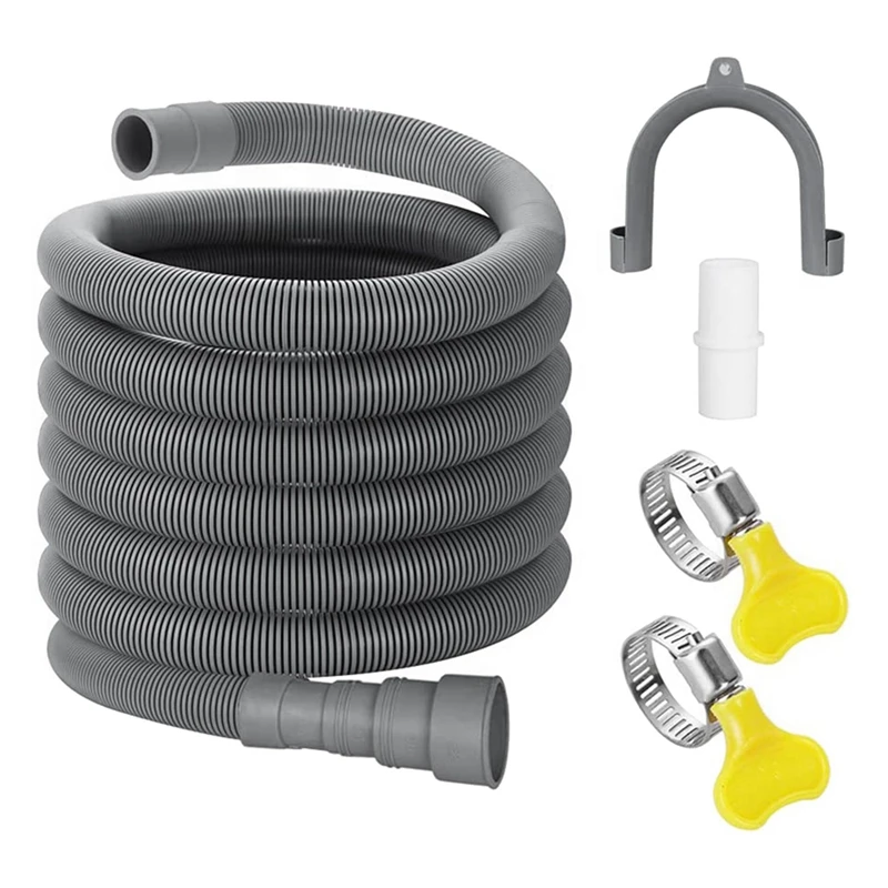 

3X Drain Hose Extension Set Universal Washing Machine Hose 10Ft, Include Bracket Hose Connector Hose Clamps Drain Hoses