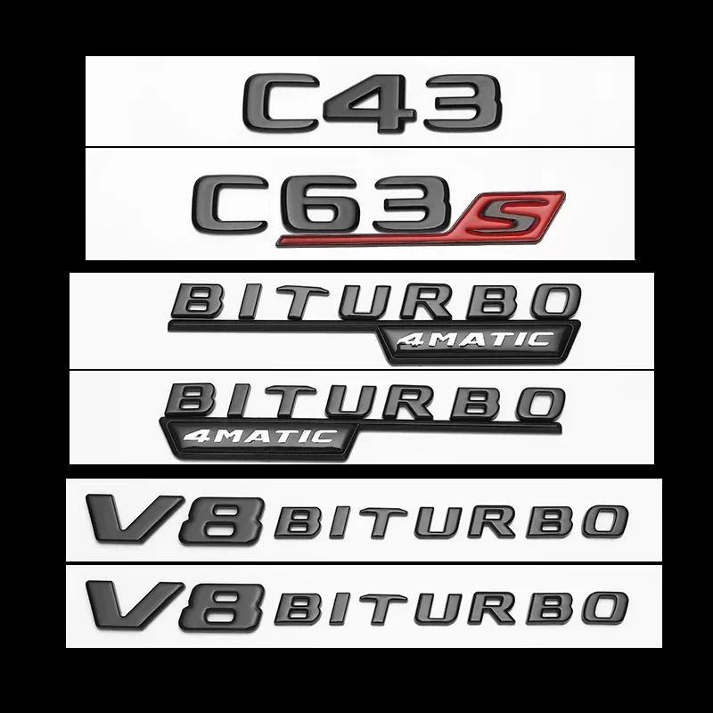 Подходит для Mercedes Benz Tailsticker V12BITURBO значок на крыло V8 BITURBO Twin-TURBO ABS Letter 4matic + TURBO Label black