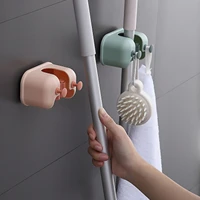 wall mounted broom holder punch free bathroom mop clamp hanging organizer hanging storage rack for kitchen mop holder