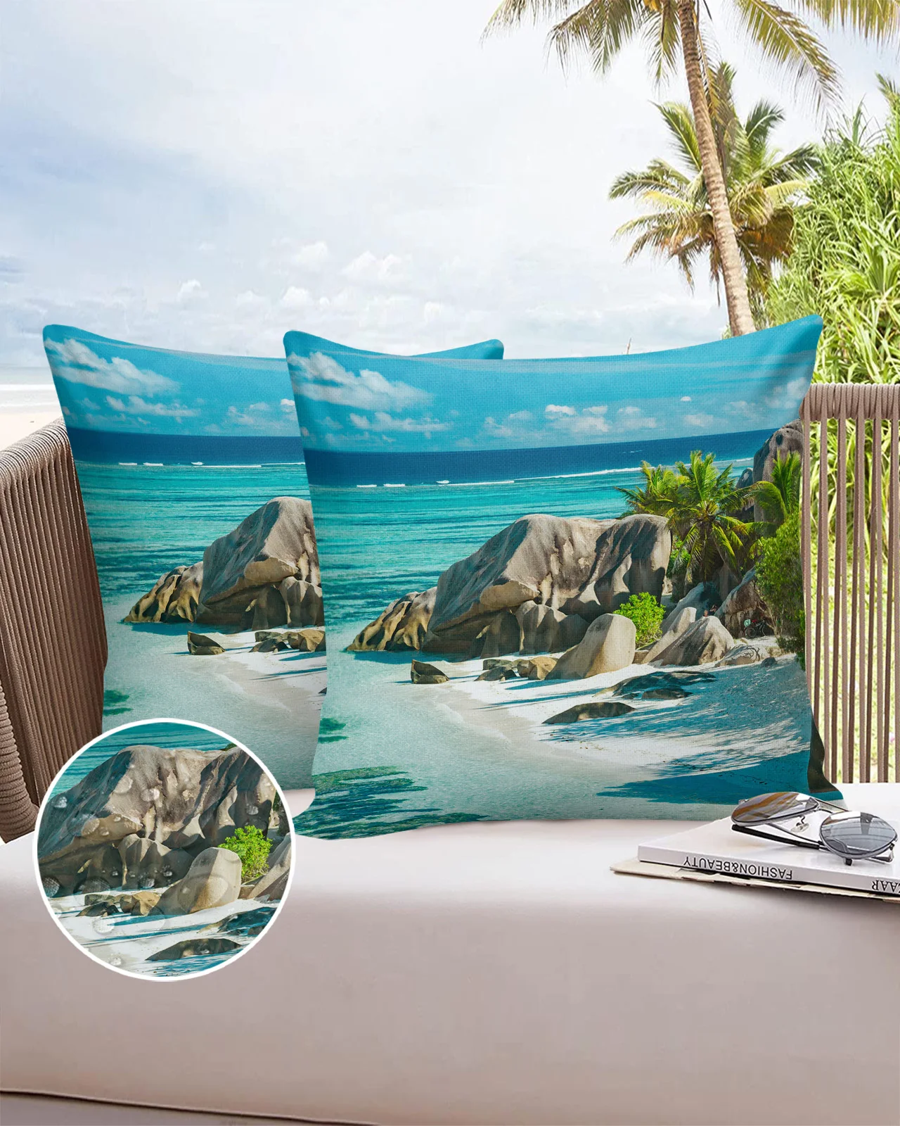 

Водонепроницаемая наволочка с изображением пляжа, камней, неба, декоративная искусственная наволочка, домашний декор, автомобильная наволочка