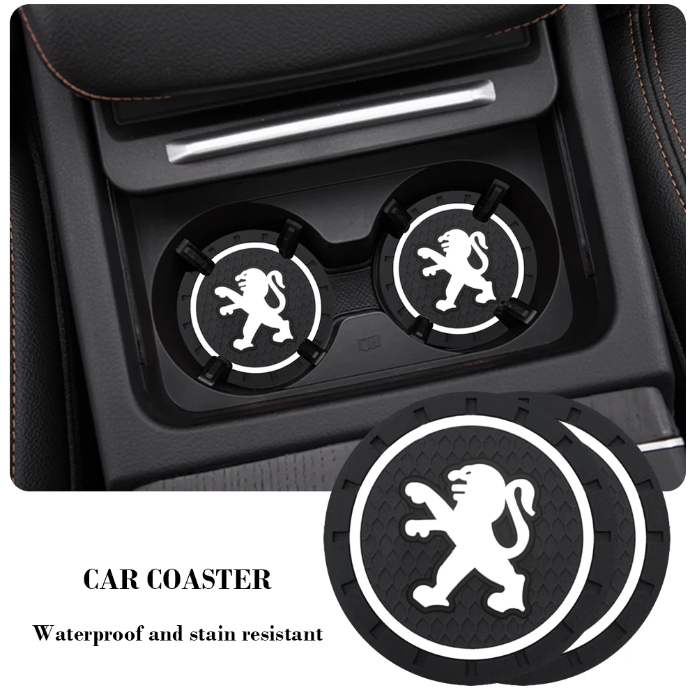 

2Pcs Car Coaster Cup Holder Silicone Non-slip Beverage Mat Coaster Auto Parts Universal For Peugeot 106 107 108 205 206 207 307