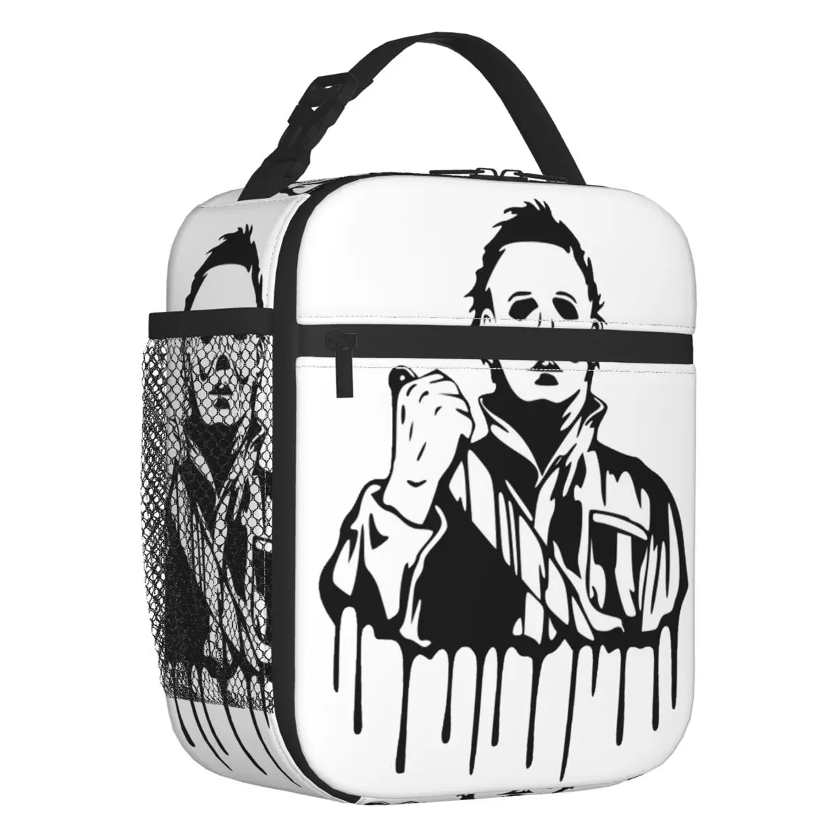 

Custom Michael Myers Knives Art Lunch Bag Men Women Thermal Cooler Insulated Lunch Boxes for Kids School