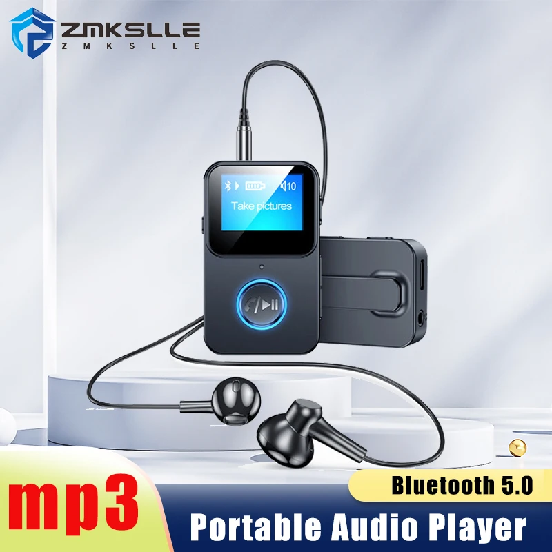 ZMKSLLE New Bluetooth 5.0 Audio Receiver Adapter Bluetooth MP3 Player with Screen Supports Remote Control Photography
