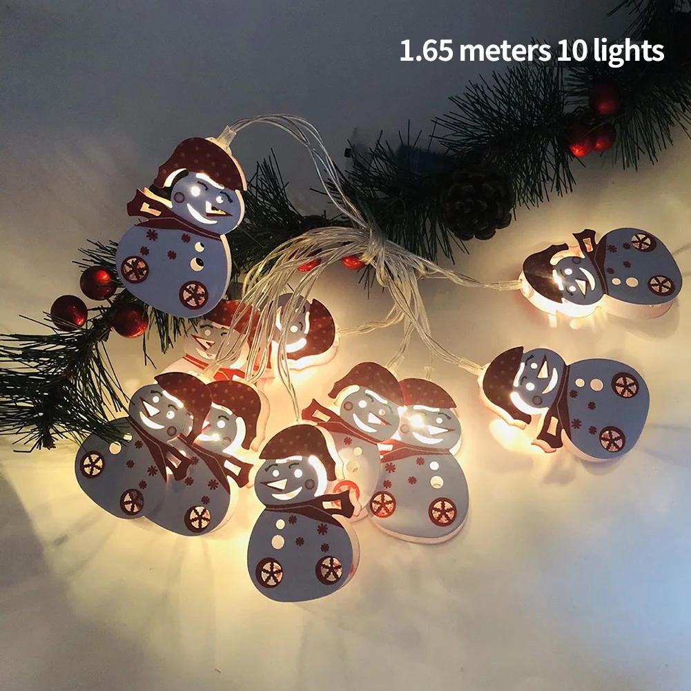 

Durable String Lights Christmas Red Nose Snowman Santa Snowflake Starry Light String Xmas Decor 1.65 M 10leds 4.5V