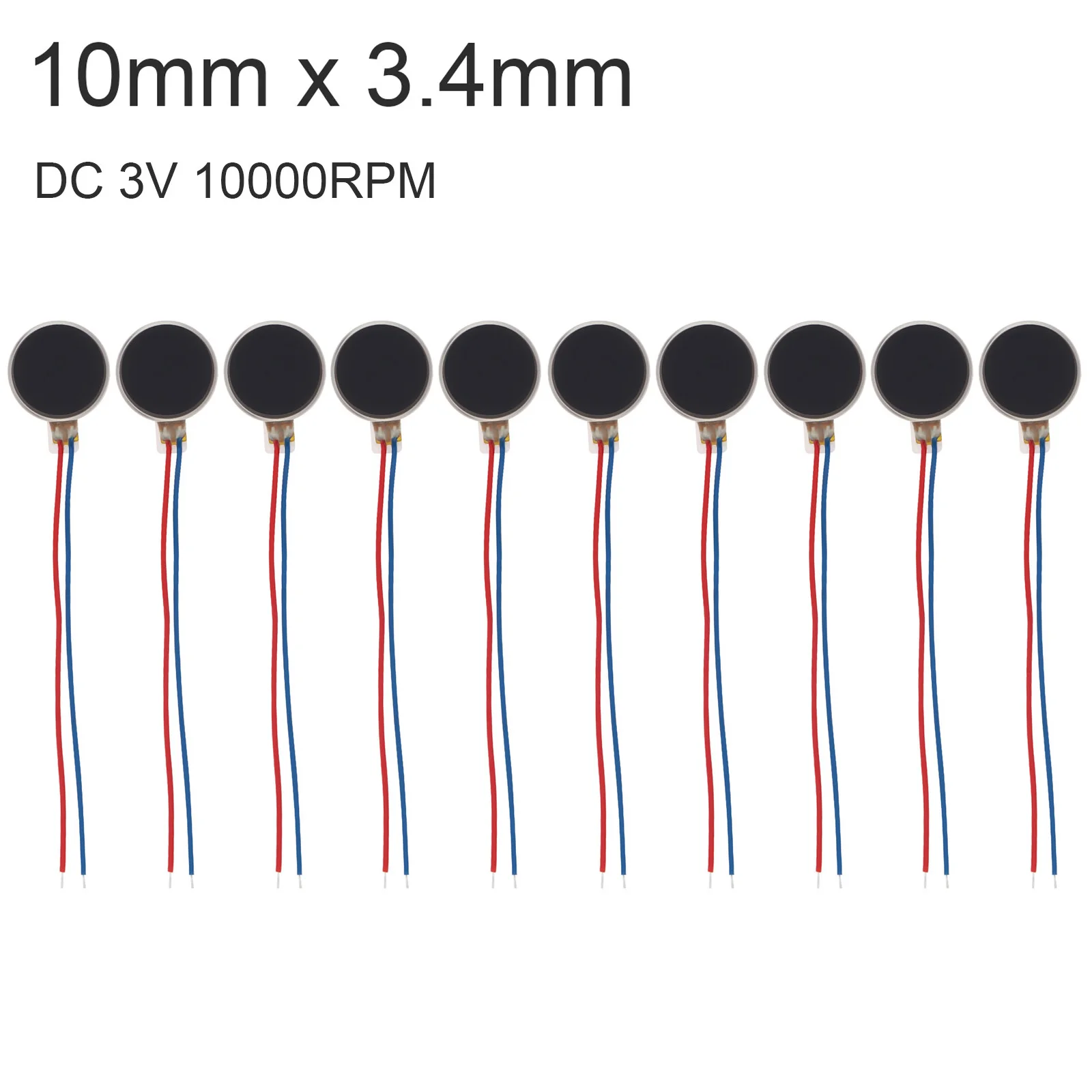 

10 шт. 10 мм x 3,4 мм мини-вибрационный двигатель постоянного тока 3 В 10000 об/мин микровибрационный двигатель для мобильного телефона, планшета, компьютера, бытовой техники