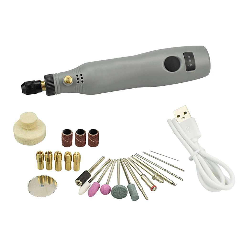 

Handheld Rotary Tools Wireless Grinder Polishing Electric Drill Set Portable Mini 3 Speeds Woodworking USB Rechargeable Home DIY