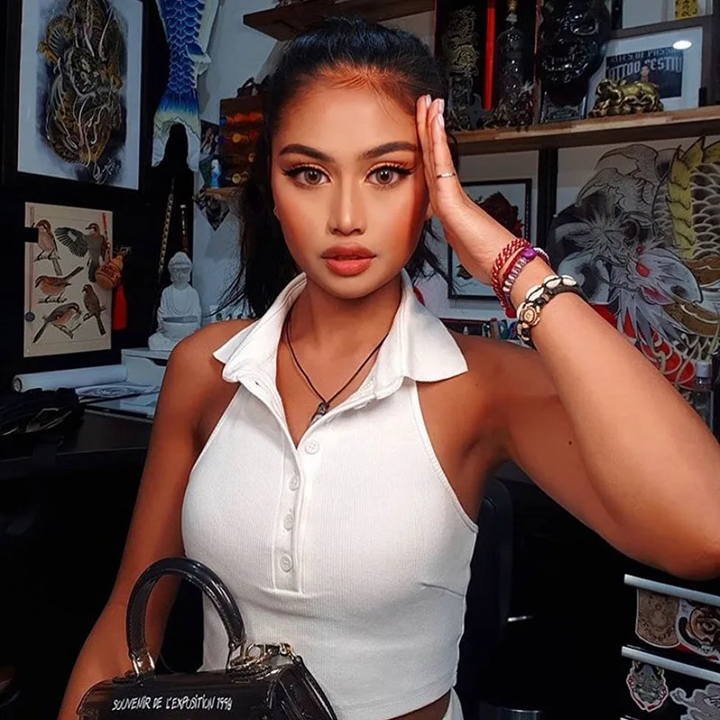 Женский летний однотонный жилет с отложным воротником модный пикантный Открытый