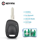 KEYYOU 1 кнопка для Renault дистанционный Автомобильный ключ для Renault Master Kangoo Clio корпус NE72VAC102 Blade PCF7946 чип 433 МГц