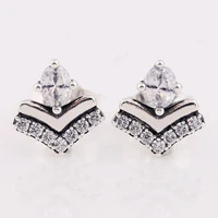 authentic 925 sterling silver sparkling classic wish with crystal stud earrings for women wedding gift pandora jewelry