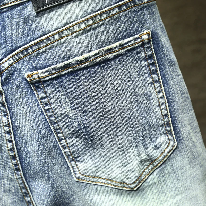 Men's Jeans Retro Slim Fit Denim Pants Bicycle Stretch High Quality Men's Straight Tube Casual Designer Brand Street Apparel