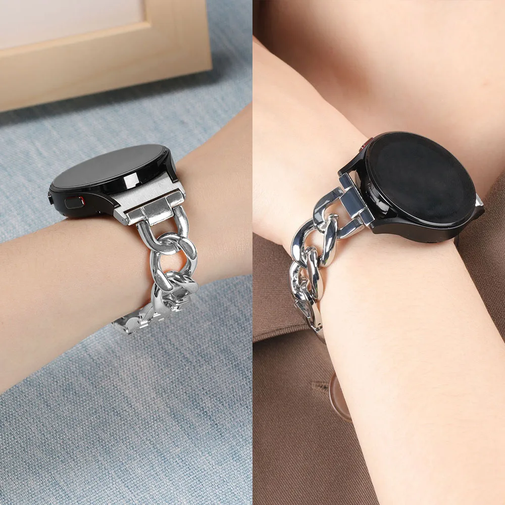 

20/22mm No Gaps Chain Strap For Samsung Galaxy Watch 4 3 41/45mm Stainless Steel Amazfit Huawei Band GT 3 46/42mm Women Bracelet